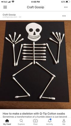 a skeleton made out of sticks on top of a black sheet with the words craft gosling