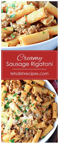 creamy sausage ragini with parmesan cheese is an easy and delicious dinner that's ready in under 30 minutes