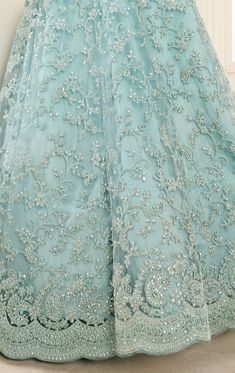 Powder Blue Designer Heavy Embroidered Bridal Lehenga-Saira's Boutique Stylish Suit Designs, Cording Embroidery, Embroidered Bridal Lehenga, Latest Model Blouse Designs, Holiday Promotions, Stylish Suit, Blouse Models, Half Skirt, Can Can