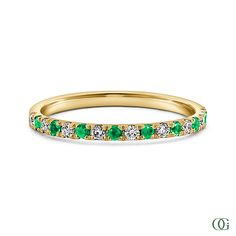 This elegant Emerald and Round Diamond Halfway Band features 0.24 carats of sparkling diamonds and rich green emeralds in a timeless eternity design. Perfect for a touch of luxury and sophistication. Classic Green Emerald Ring With Single Cut Diamonds, Formal Green Diamond Ring With Half Eternity, Classic Green Diamond Ring With Single Cut Diamonds, Green Diamond Half Eternity Round Cut Ring, Timeless Green Diamond Ring With Accents, Formal Green Emerald Ring With Half Eternity, Luxury Emerald Half Eternity Diamond Ring, Diamond Half Eternity Emerald Ring For May Birthstone, Green Emerald Ring With Single Cut Diamonds