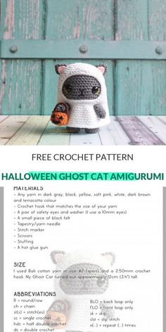 a crochet pattern for a halloween ghost cat amigurm