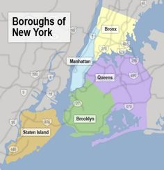 the boroughs of new york are shown in this map