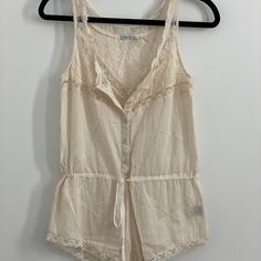 Size Xs No Tags, But Never Worn Just Enough Sheerness To Feel Sexy Can Be See Through If You Wear Dark Colors Underneath Sleeveless Lace Trim Jumpsuit, Fitted Casual Sleepwear With Lace Trim, Summer Cotton Jumpsuits And Rompers For Daywear, Sleeveless Cotton Jumpsuits And Rompers For Daywear, Cotton Sleeveless Jumpsuits And Rompers For Daywear, Sleeveless Cotton Jumpsuit For Daywear, Cotton Sleeveless Jumpsuit For Daywear, Summer Beach Jumpsuits And Rompers With Lace Trim, Blue Romper