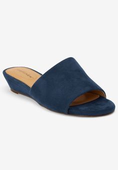 The Capri Mule | Catherines Cheap Slip-on Mules With Stacked Heel, Luxury Slip-on Mules With Leather Lining, Luxury Slip-on Mules With Leather Sole, Wedge Dress Shoes, Wedge Mules, Low Wedges, Slip On Mules, Silhouette Crafts, Leather Shops