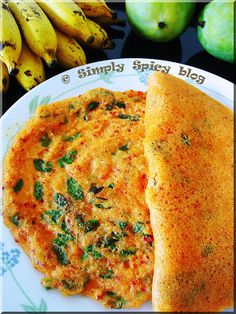 an omelet and some bananas on a plate