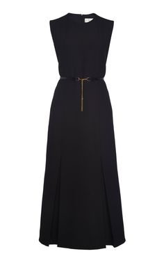 Belted Pleated Cady Midi Dress by Victoria Beckham | Moda Operandi Victoria Beckham Fashion, Beckham Fashion, Dresses Pictures, Victoria Beckham Dress, Fotografi Digital, Tea Length Dresses, Pleated Midi Dress, Maxi Skirts