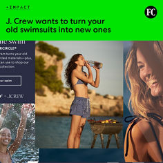 Swimsuits don't have a resale market, so they usually end up in the trash — but J. Crew is trying to change that through a partnership with SuperCircle, a reverse logistics platform focused on recycling.⁠ The partnership's take-back program will turn old swimwear into fiber that can be reused in new garments, and for each swimsuit given back in-store or returned via a free online shipping label, customers earn a $5 credit. Read more on the initiative at the link. Reverse Logistics, Online Shipping, Shipping Label, Giving Back, Free Online, J Crew, Recycling, In Store