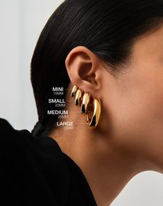 Chubby Medium Hoop Earrings | 18ct Gold Vermeil. A Lightweight Version of Our Everyday Icon. Bold, Chunky, and Versatile these Medium-Sized Hoops are a Standout Style You Can Easily Wear Day to Night. Create Contrast in Your Ear Stack by Teaming with Delicate Huggies or Mixing Metals. Also Available in Mini, Small and Large. Metal: 18Ct Gold Plated Vermeil on Recycled 925 Sterling Silver Hoop Thickness: 7mm Hoop Diameter: 26mm Weight: 7. 9g Product Code: Ch-G-E7-Ns Mixing Metals, Medium Hoop Earrings, Trending Bracelets, Jewelry Aesthetic, Earring Trends, Ear Stack, Mini Hoop Earrings, Large Hoop Earrings, Layered Jewelry