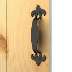 an image of a door handle on a wooden door