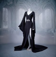 Gothic elegance Let me introduce you to a dress that is the epitome of dark elegance and gothic charm. This unique dress is crafted from extremely elastic and elegant ITY fabric, which perfectly highlights the silhouette while ensuring comfort and freedom of movement. Extraordinary atmosphere The entire dress maintains a dark gothic atmosphere, exuding mystery and unique style. It is the perfect creation for women who value uniqueness and want to stand out. This dress is not only a reflection of Gothic Atmosphere, Mannequin Legs, Gothic Elegance, Dark Elegance, Unique Dress, Bat Wing, A Line Wedding Dress, Dark Gothic, Gothic Wedding