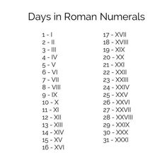 the roman numerals are written in black and white