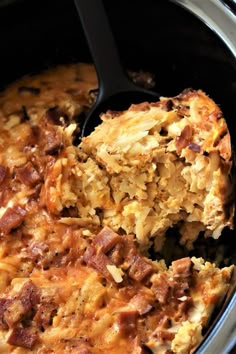 a close up of food in a crock pot