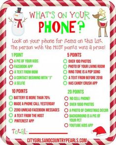 a christmas phone list with santa hat and snowman