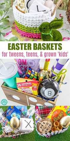 an easter basket filled with eggs, candy and candies for kids to play in