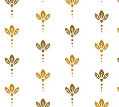 gold and white florets on a white background seamless wallpaper pattern illustration