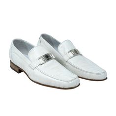 Mauri Royalty Men's Shoes White Exotic Ostrich Dress Loafers 3042 (MA5106)-AmbrogioShoes Leg Hardware, White Dress Shoes Men, Italian Shoes For Men, Snake Skin Boots, Ostrich Legs, Cowboy Aesthetic, White Dress Shoes, Mens Shoes Black, Dress Loafers