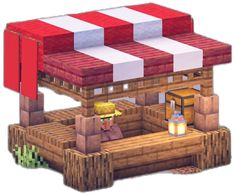 Minecraft decoration Minecraft Small Market Stall, Minecraft Marketplace Ideas, Mc Village Ideas, Minecraft Village Decorations, Minecraft Market Ideas, Cute Minecraft Shops, Minecraft Market Stalls, Minecraft Mini Builds, Minecraft Random