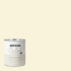 a can of rustoleum chalked chipped cream paint on a white background