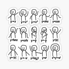 stickers with different expressions on them that say y = y and y = y