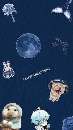 an image of some animals with headphones on and the words love hamsters above them