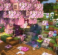 Minecraft W, Blossom House, Minecraft Castle, Diy Minecraft, Cute Minecraft Houses, Minecraft Furniture, Minecraft Inspo, Minecraft Decorations