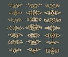 a set of decorative elements in the style of art nouveau, including an ornamental design