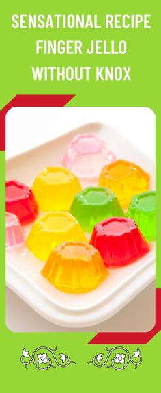 a white plate topped with gummy bears on top of a green and red background