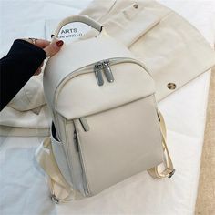 Women's Backpack New Women's Luxury Designer Solid Color Single Shoulder Bag Soft Leather Large Capacity Student Travel Bag [23y 8m 10d] Large Capacity Leather Softback Backpack For School, Student Leather Backpack In Beige With Large Capacity, Trendy Everyday Portable Leather Backpack, Large Capacity Leather Backpack In Solid Color, Trendy Large Capacity Backpack For Everyday Use, Trendy Large Capacity Leather Backpack For Everyday, Trendy Everyday Backpack With Large Capacity, Plain Color Leather Backpack With Adjustable Strap For Travel, Everyday Portable Leather Backpack