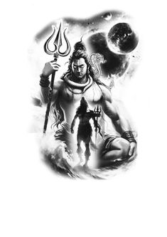 the avatar of lord rama in black and white with an image of hindu god on it