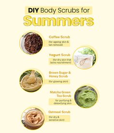 DIY BODY AND FACE SCRUBS|BEAUTY CARE Skin Tan Removal, Green Tea Scrub, Facial Massage Techniques, Exfoliating Face Scrub, Tan Removal, Diy Body Scrub