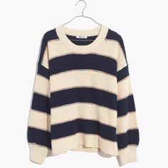 Nwt Madewell Striped Lakeville Pullover Sweater Slouchy Sweater, Popover Shirt, Madewell Sweater, Wide Stripes, Madewell Sweaters, Bold Stripes, Outfit Inspo Fall, Striped Sweater, Vintage Jeans