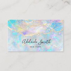 the pastel marble business card is shown