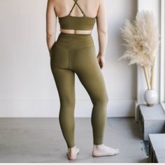 Made From 90% Recycled Plastic Bottles (Rpet) And 10% Spandex. Lightweight, Yet Substantial Perfect For All Workouts And Activities. Sweat-Wicking And Quick-Drying. Sheer-Proof And Upf 50+. Buttery Soft Hand Feel With A Brushed Matte Finish. Small Hidden Back Pocket For Keys Or Cards High Waist Yoga Activewear With Built-in Bra, Fitted Bottoms With Built-in Bra For Pilates, Gym Bottoms With Built-in Bra And Stretch, Green High Stretch Yoga Pants, Versatile Green Yoga Pants For Pilates, Versatile Stretch Green Yoga Pants, Versatile Green Stretch Yoga Pants, Green 4-way Stretch Yoga Pants For Pilates, Compressive Solid Yoga Pants