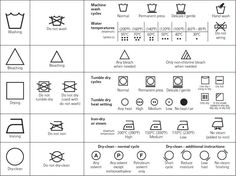 the symbols used in washing machines are shown on this page, and it shows how to use