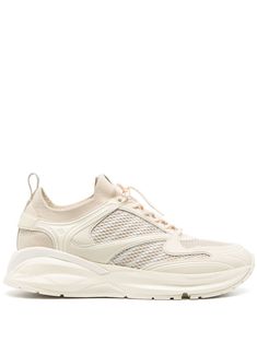 ecru/cream white faux leather panelled design mesh panelling logo patch at the tongue branded insole pull-tab at the heel round toe front lace-up fastening chunky rubber sole Construction Branding, Versace Bags, Sneaker Games, Pull Tab, Prada Bag, Watch Brands, Cream White, Dior Bag, Step Up