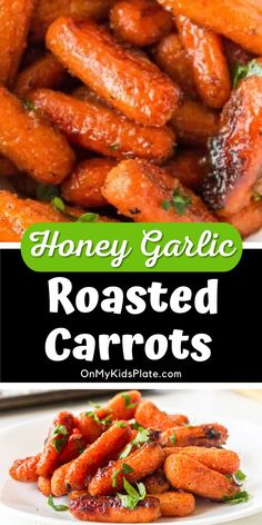 honey garlic roasted carrots on a white plate