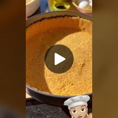 an image of a video showing how to make a cake in a pan on the stove