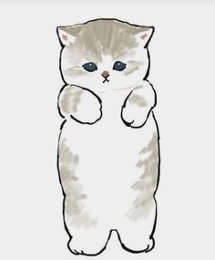 a drawing of a cat with one paw up and the other hand in the air