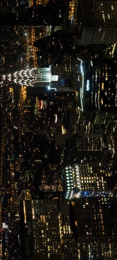 an aerial view of the city at night