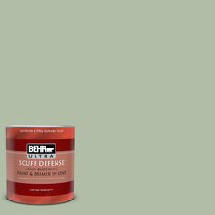 BEHR ULTRA SCUFF DEFENSE 1 qt. #S390-3 Creamy Spinach Extra Durable Flat Interior Paint and Primer in One Behr Ultra, No More Drama, Concrete Bricks, Flat Interior, Flat Paint, Wall Trim, Paint Types, Green Bean Casserole, Paint Primer