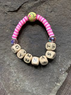 This bracelet is made with clay and wood beads. Clay And Wood, Wwjd Bracelet, Ladybug Jewelry, Gymnast, Gold Beads, Wood Beads, Gymnastics, Jewelry Bracelets, Etsy Accessories