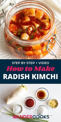 This crunchy, spicy Korean kkakdugi is the perfect side dish or addition to your favourite Korean recipes. Cubed radish kimchi is ready to eat in 15 minutes or savour the rich taste as the flavours develop over time.  ​  ​Kkakdugi (written in hangul as 깍두기) is a popular Korean banchan or side dish made from fermented Korean radish known as mu / moo.