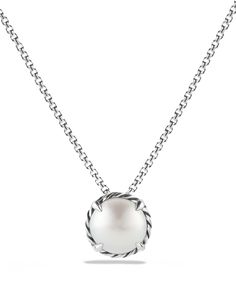 David Yurman Chatelaine Pendant Necklace with Pearl | Bloomingdale's Formal White Necklace With Box Chain, Formal White Pearl Necklace With Cable Chain, White Cable Chain Necklace For Formal Occasions, Formal White Cable Chain Necklace, Luxury White Box Chain Necklace, White Luxury Box Chain Necklace, White Luxury Necklace With Box Chain, Formal White Cable Chain Jewelry, Necklace With Pearl