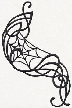 a black and white drawing of a spider web on a white paper with the letter s in it's center