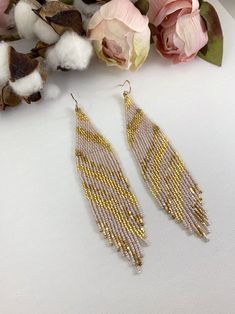 Boho Wedding Jewelry, Blue Beaded Earrings, Earrings Beaded, Blush And Gold, Gold Dipped, Seed Bead Earrings, Earrings Boho, Bead Earrings, Pricing Jewelry