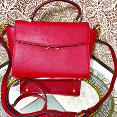 Gorgeous Women Red Vegan Leather Nwot La’festin Structured Handbag With Strap To Wear Like Crossbody 0008000pu Classic Red Satchel Box Bag, Classic Red Shoulder Box Bag, Red Box Bag For Shopping, Classic Red Box Bag For Shopping, Classic Red Crossbody Box Bag, Red Box Bag With Detachable Handle, Classic Red Box Shoulder Bag, Chic Red Box Bag With Removable Pouch, Red Box Bag With Detachable Handle For Everyday