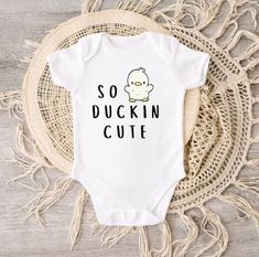 Cute Onesie®, Funny Baby Onesie®, so Duckin Cute Baby Onesie®, Funny Duck Baby Bodysuit, New Mom Baby Shower Gift - Etsy Newborn Onesie Ideas, Funny Onesies For Babies, Baby Onsies Funny, Funny Baby Onesies Boy, Cricut Baby Shower, Mini Boo