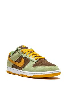 Nike Dunk Low "Dusty Olive" Sneakers - Farfetch Retro Nike Custom Low-top Sneakers, Nike Retro Low-top Custom Sneakers, Throwback Low-top Skate Shoes For Streetwear, Green Throwback Sneakers For Streetwear, Throwback Lace-up Sneakers With Rubber Sole, Retro Low-top Custom Sneakers For Sports, Throwback Low-top Skate Shoes, Throwback Low-top Skate Shoes For Skateboarding, Retro Sneakers With Rubber Sole For Streetwear