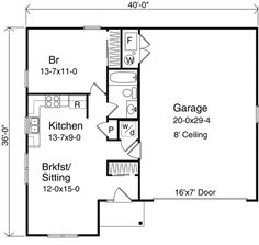 the floor plan for a two story house with an attached garage and living room area