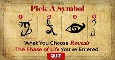 an old scroll with the words pick a symbol and what you choose reveals the phase of life you've entered